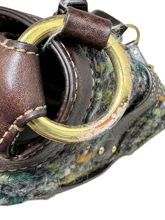 RARE VTG Coach Soho Womens Tweed Shoulder Bag Wool Alpaca Brown Green Y2K - Picture 8 of 16